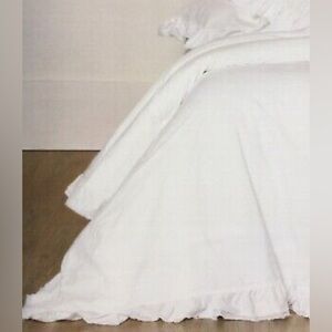 PiuBelle White Cotton Ruffle King Duvet Cover